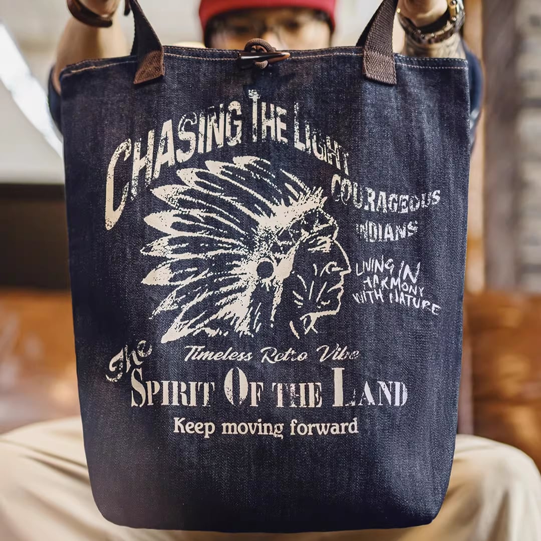 Washed Blue Denim Tote Bag(GV280)