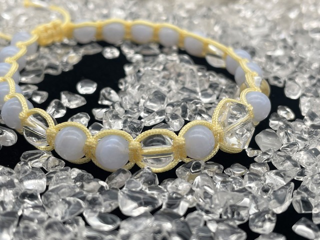 編みブレスレット（天然シトリン・インドアベンチュリン・ブラックトルマリン・水晶）