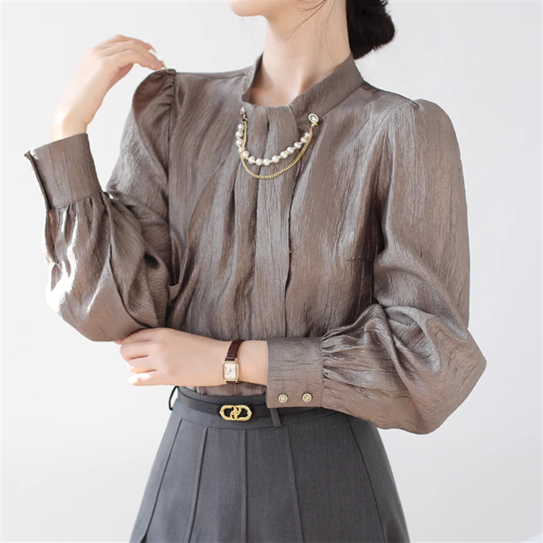 パールチェーンフレンチブラウス A1877