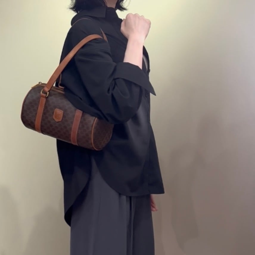 CELINE】2408 セリーヌ マカダムラウンドボストンショルダーバッグ