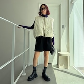 2025くしゅモック指穴knit/パープル