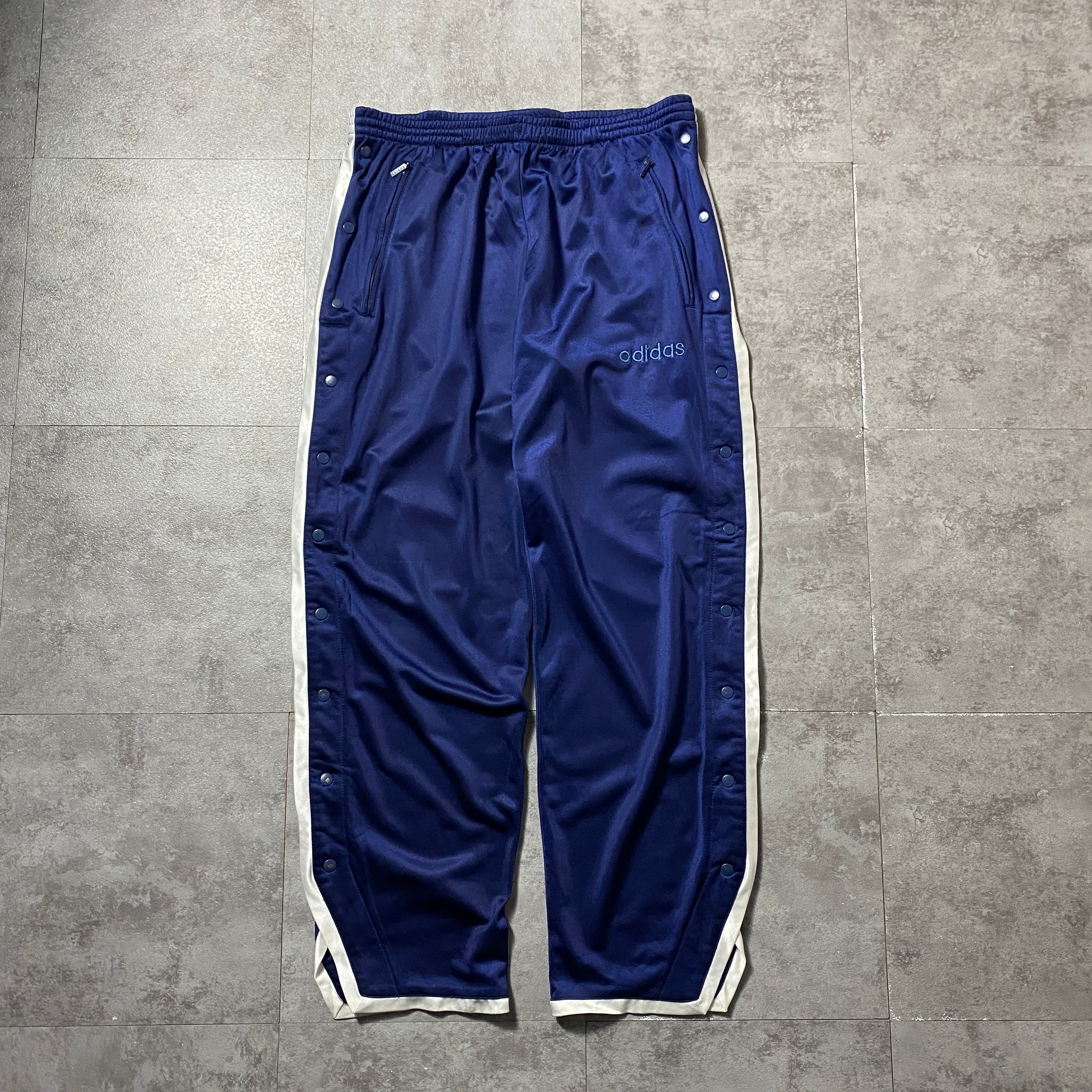 90's 00's adidas アディダス 刺繍文字ロゴ サイドスナップ ストライプ