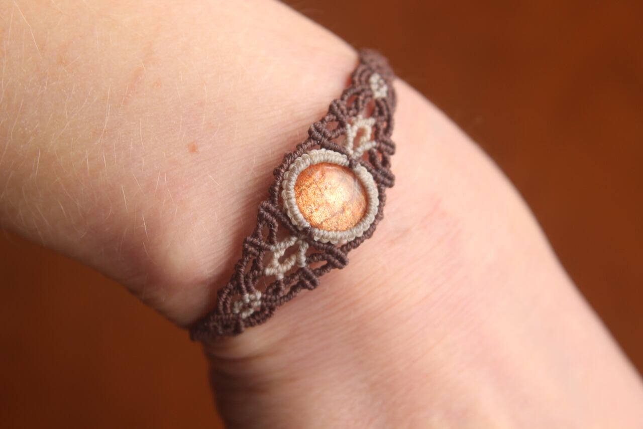 Sunstone micro macrame bracelet