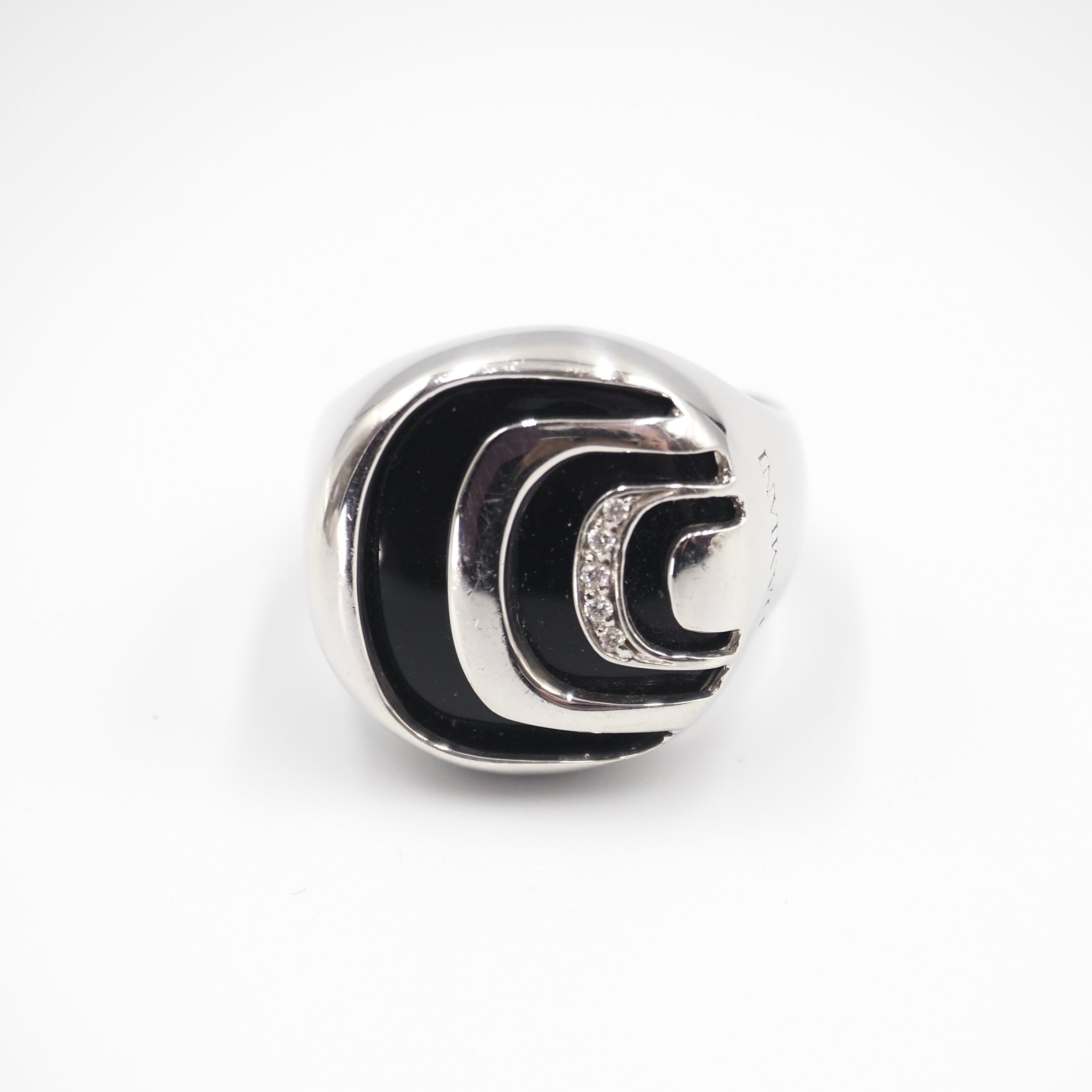 DAMIANI 約19号 ダミアニッシマ オニキス 5P ダイヤモンド リング