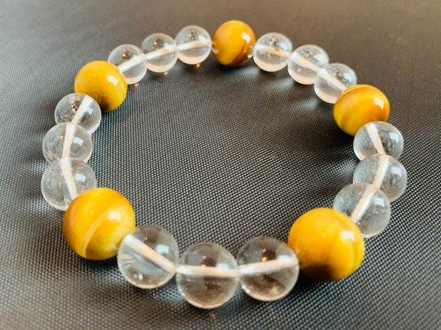 ゴールデンタイガーアイと水晶のブレスレット(32)