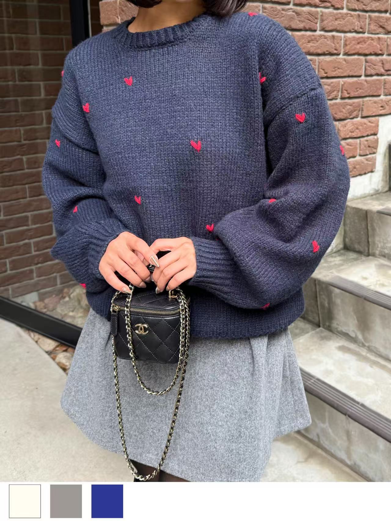 3colorsハートニットトップス