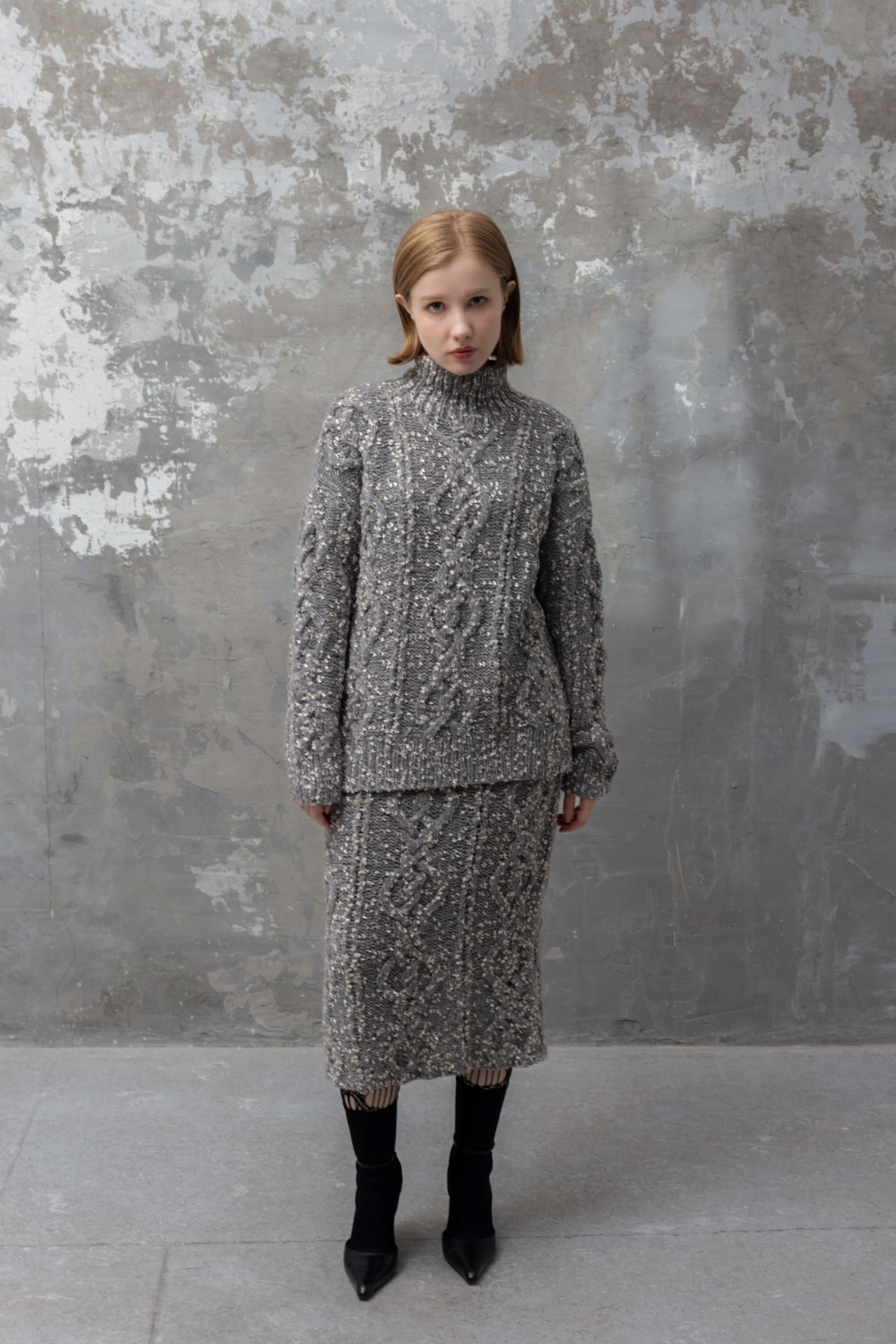 Fancy Ribbon Back Open Aran PO Knit