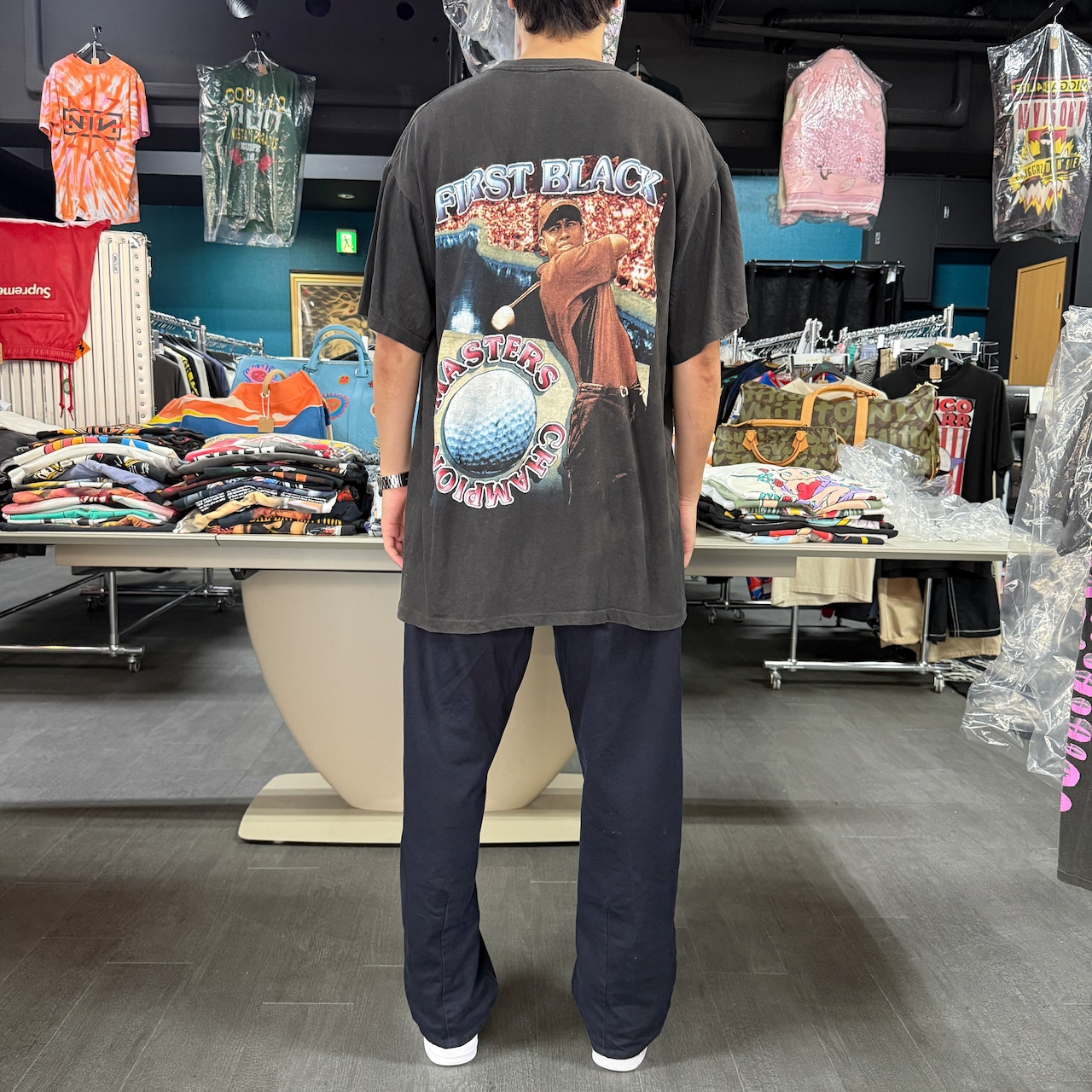【TIGER WOODS】タイガー タイガー・ウッズ “MASTERS CHAMPION” 90’s Vintage Rap Tシャツ