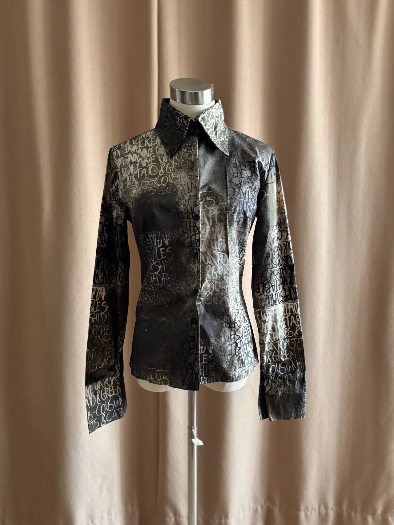 MADE IN ITALY alphabet pattern shirt-4853-8