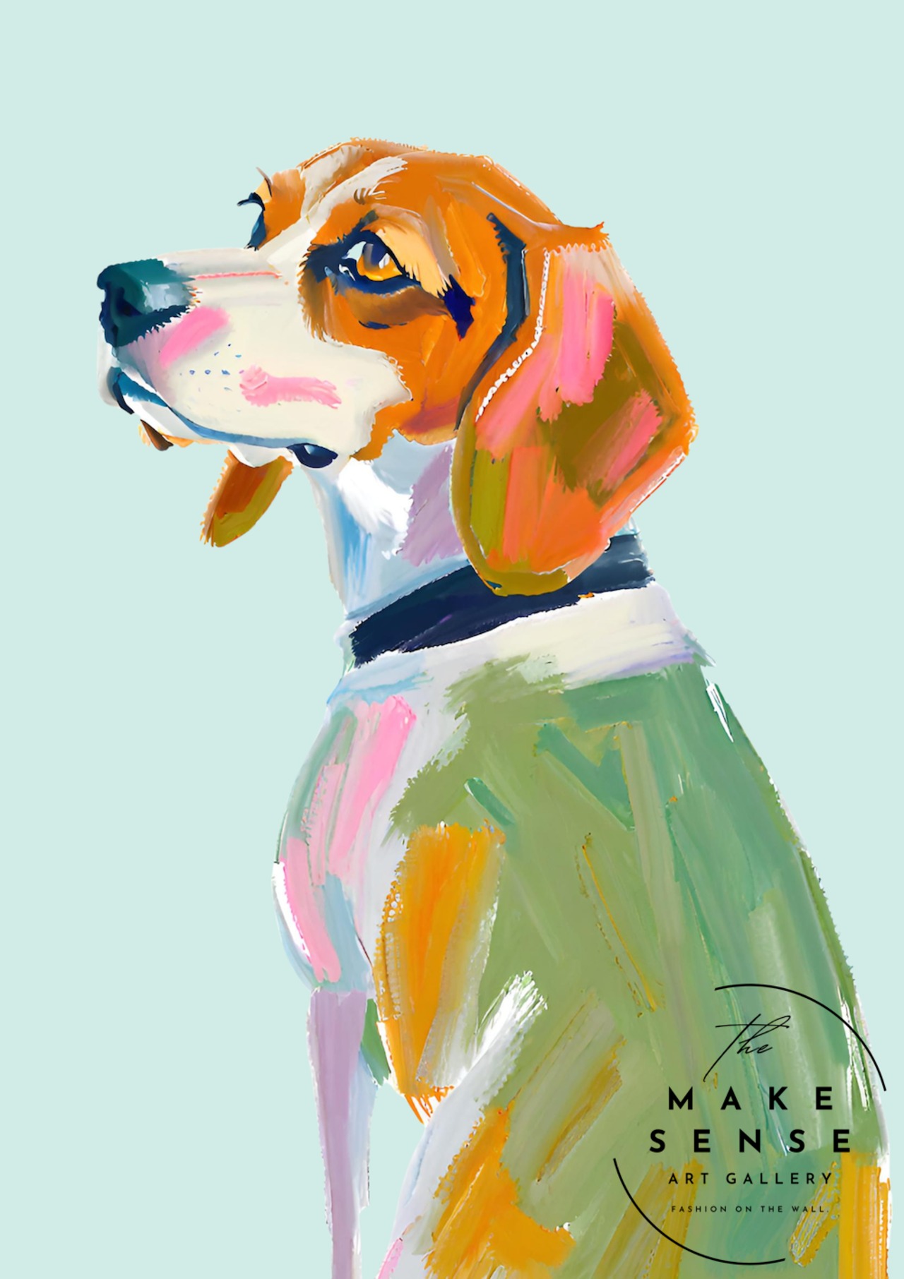 Gentle Beagle|優しい色彩で描くビーグル犬アートポスター|癒しと温もりを届ける北欧風ペットアート||A4ポスター