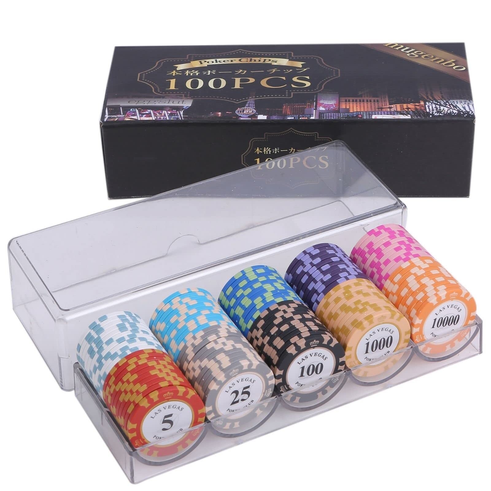 East Leaf ポーカーチップ カジノチップ 5種 100枚 セット 数字あり