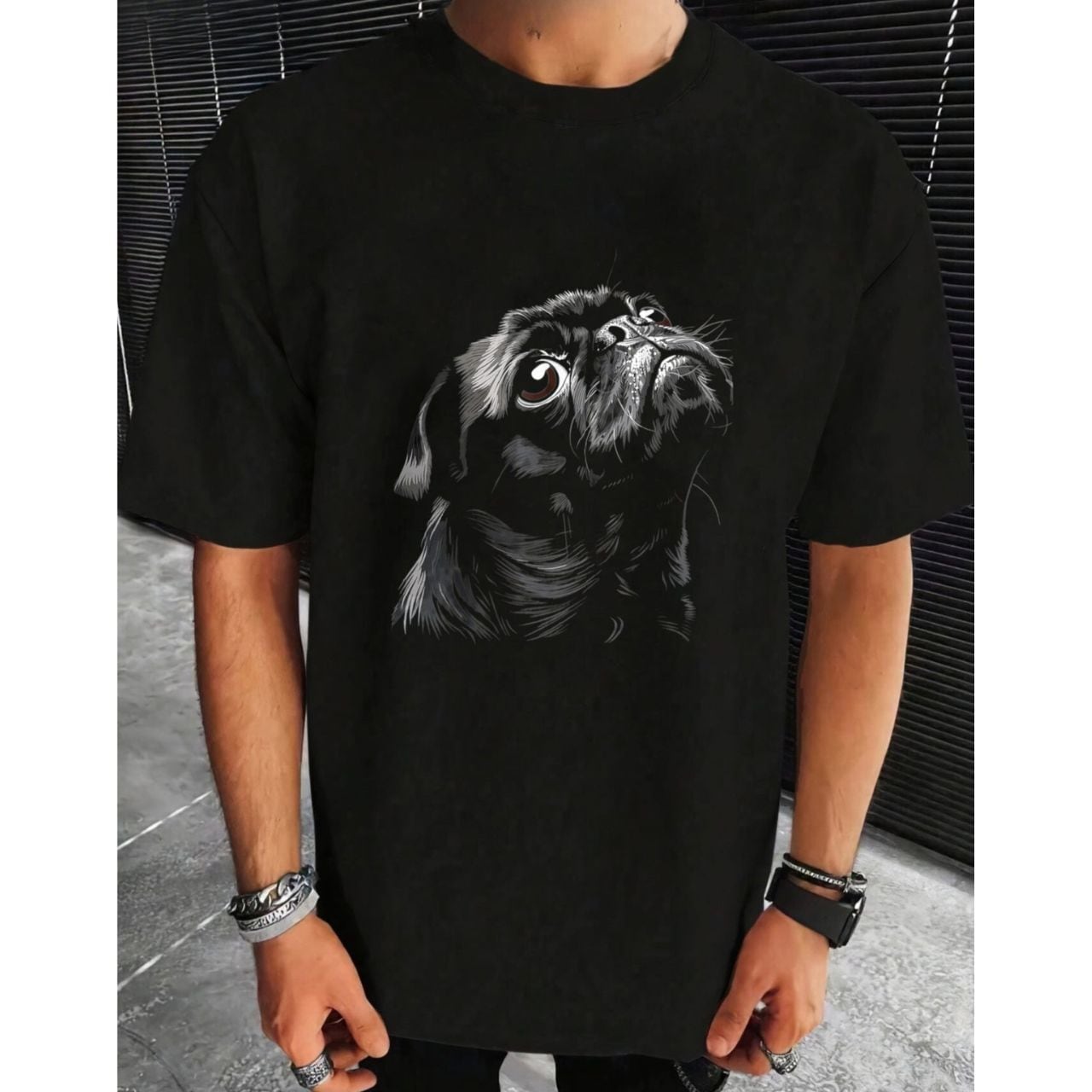 ハグオーワー　PAWSOME Tシャツ　BLACK T-shirt -Radio calisthenics- t-t213 | Pug shower - パグシャワー
