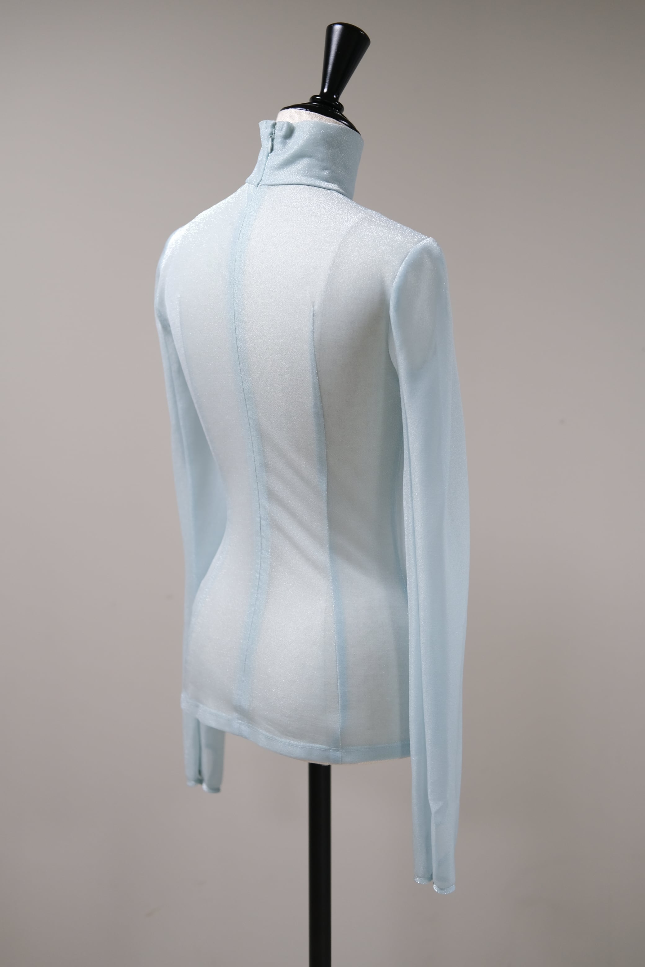 Mame Kurogouchi】Lamé Jersey High Neck Sheer Top - mintgreen - | loop Mame Kurogouchi】Lamé Jersey High Neck Sheer Top - mintgreen - | loop