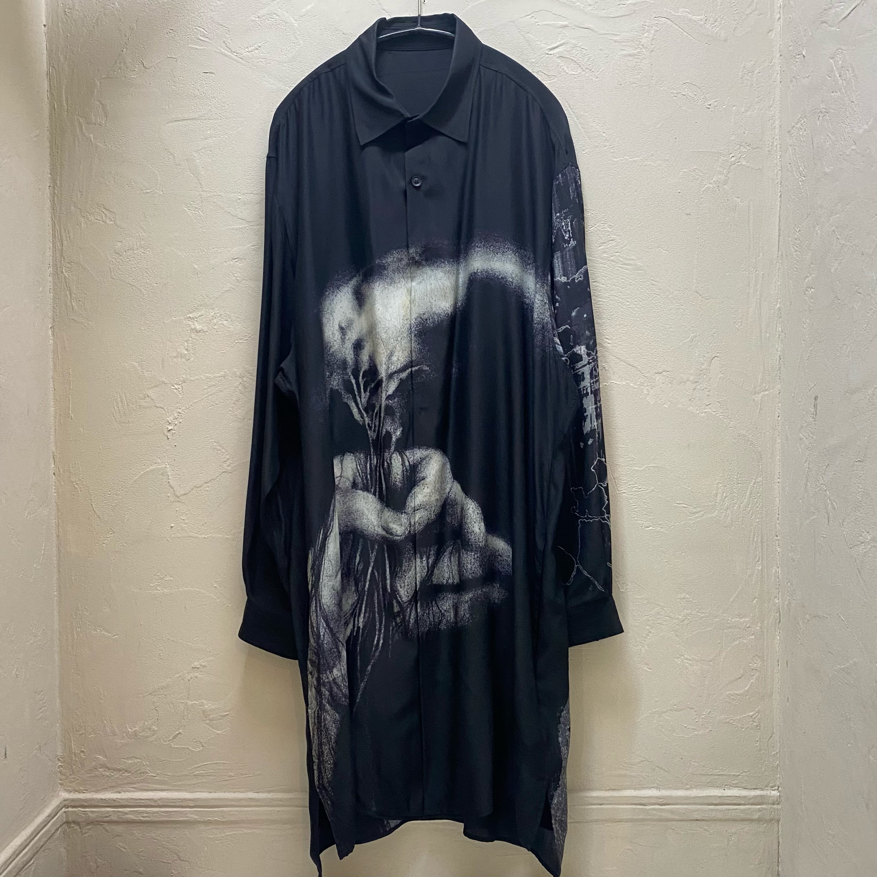 Yohji Yamamoto POUR HOMME ヨウジヤマモトプールオム 21AW JAMES JEAN Print Designed  Collar Blouse プリント変形台衿シルクシャツ【代官山02】 | ブランド古着Brooch powered by BASE