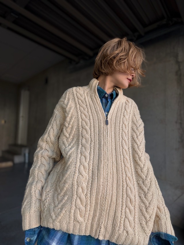 （KN589) 00’s J.crew drivers cable hand knit