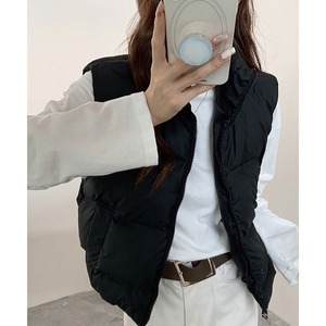 ダウンベスト 中綿 ダウン レディース 秋冬 韓国 防寒 保温 暖かい 軽量 大人 カジュアル ゆったり 重ね着 レイヤード ショート丈 ハイネック エコダウンジャケット 大人可愛い 大人女子