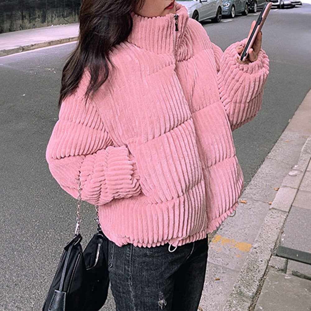 コーデュロイ 中綿 ジャケット レディース 秋冬 韓国 ショート丈 アウター 防寒 保温 おしゃれ ゆったり 大人 かわいい 暖かい ブルゾン ダウン 大人可愛い 大人女子