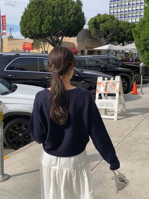 [LITER] siro saddle cashmere crop knit (即納)