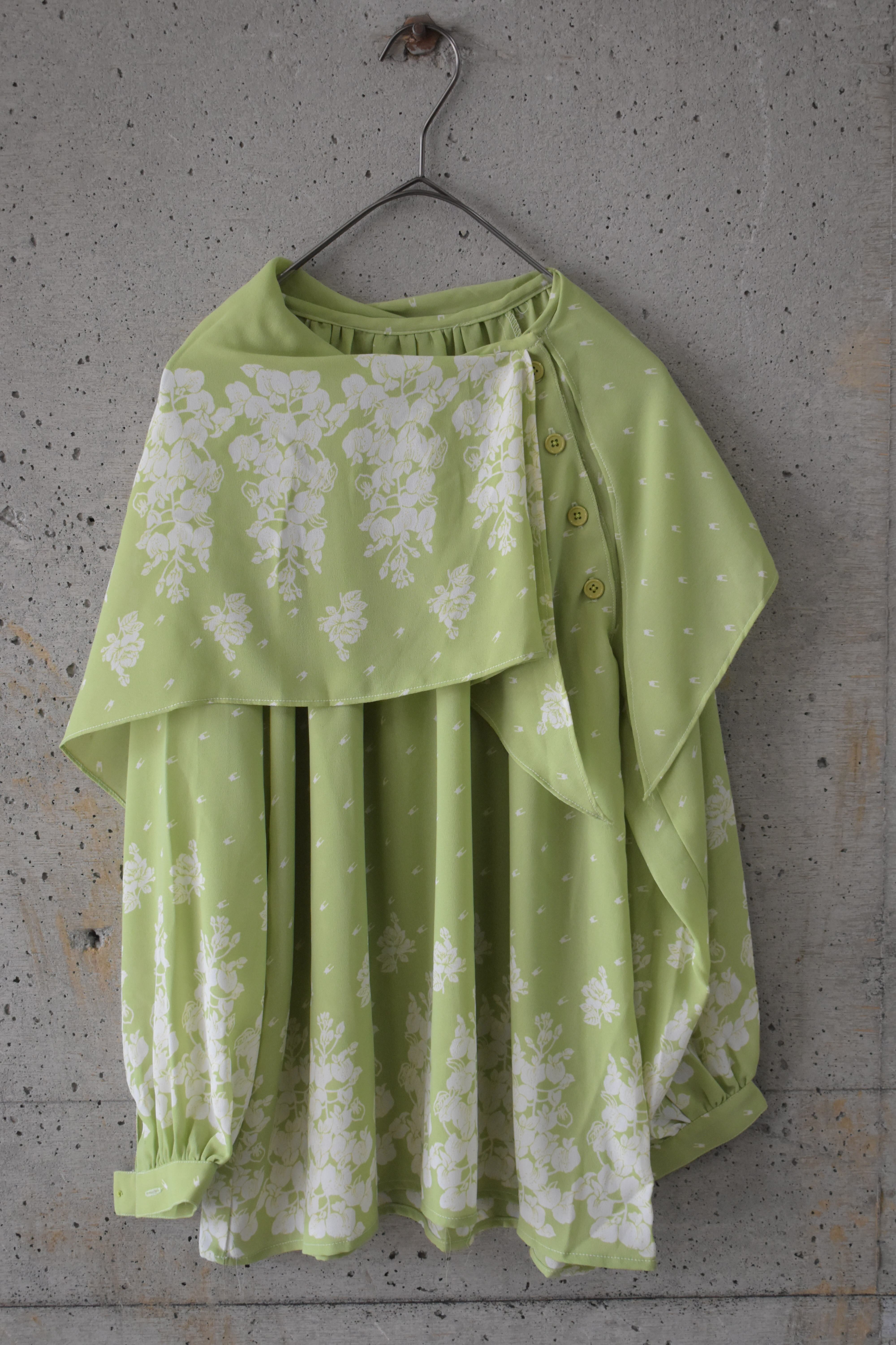 Green blouse with attached scarf