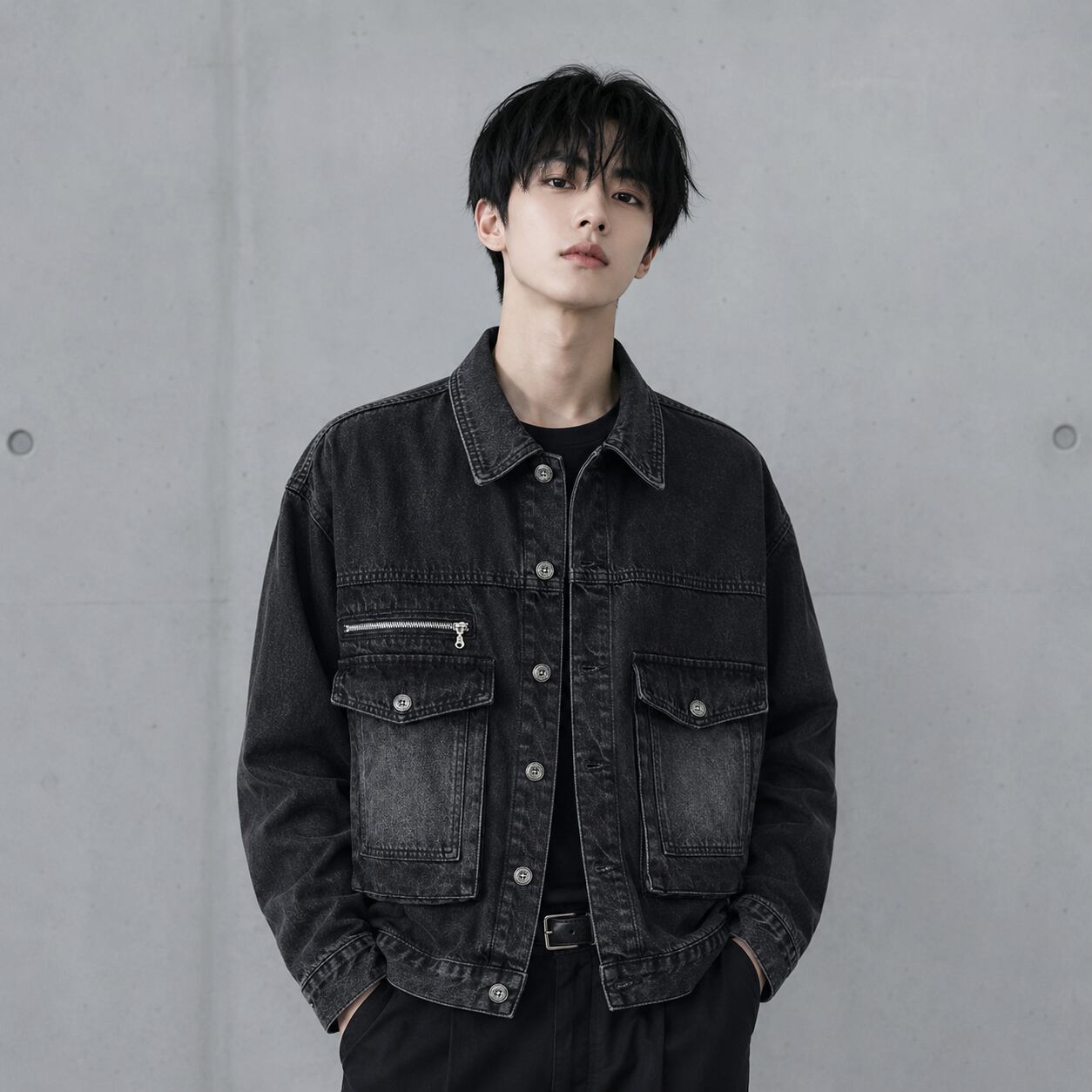 Faded black denim jacket 0006