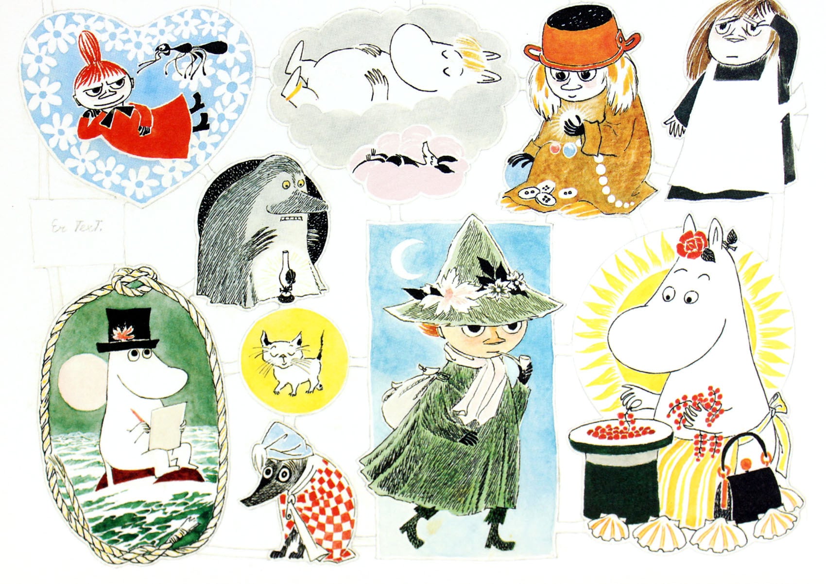 ムーミン 北欧 Putinki「すごろく原画」送料無料 フレーム選択可能 展示用フック付アートポスター 絵画 インテリア アート