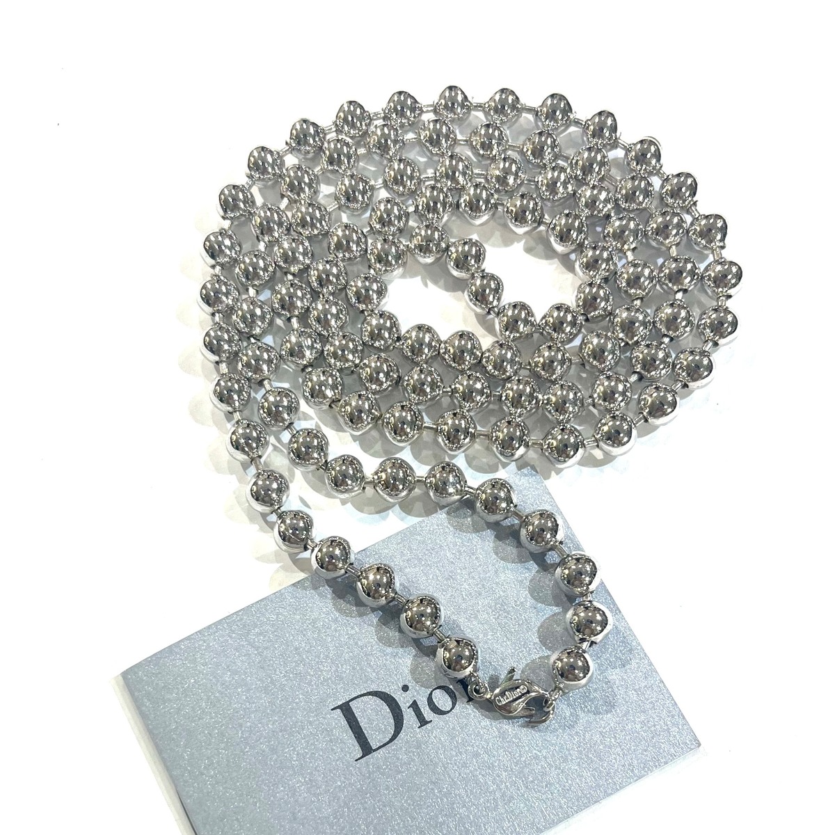 Christian Dior】2233 DIOR ロングボールチェーンネックレス 92cm 2way 