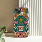 受注生産 iPhoneケース カラフル花のサイケ民芸柄｜花モチーフ PSYF058C