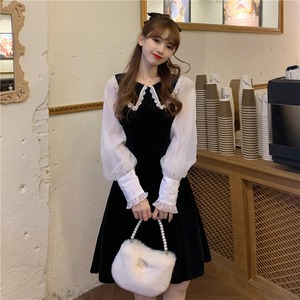 【韓国通販 dgo】sheer sleeve one-piece dress（A0377）