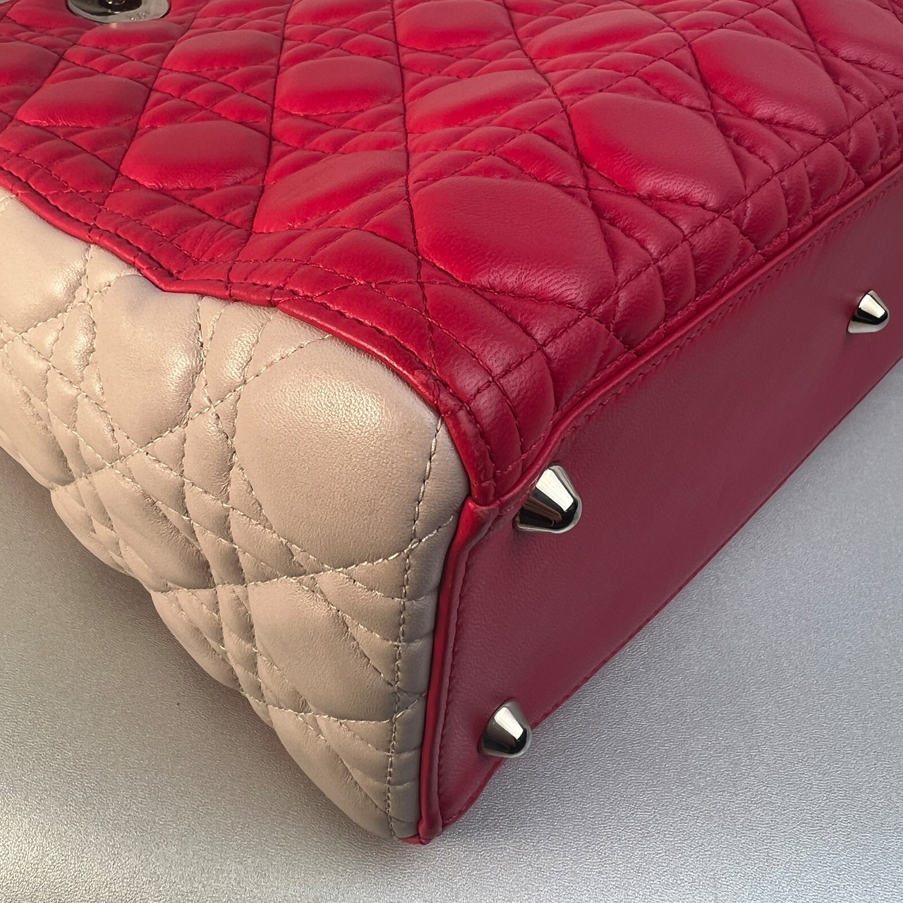 【最終処分SALE】 Dior レディディオール ２WAY レザー ハンドバッグ レッド A-10783