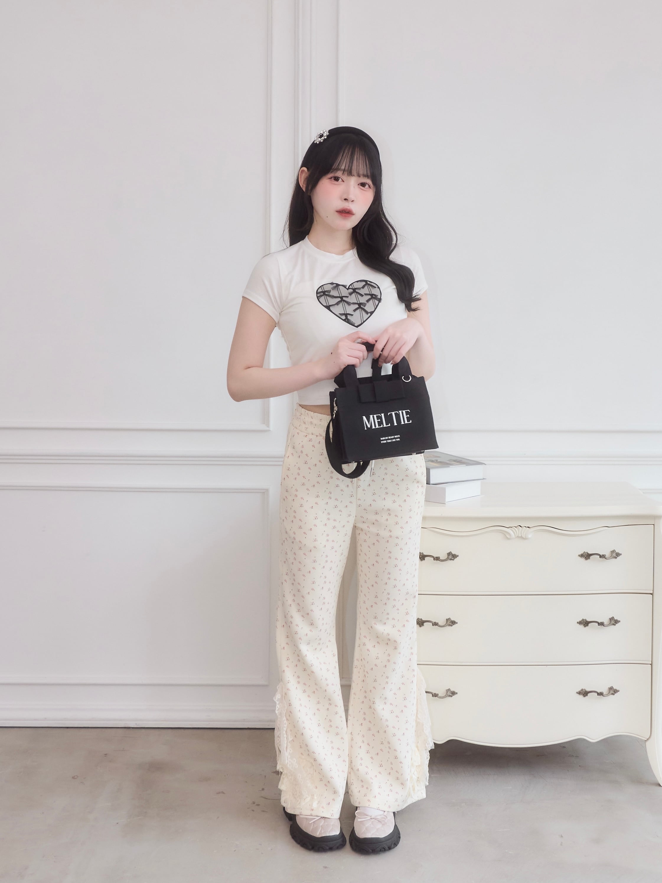 ribbon canvas tote bag〈SMALL〉