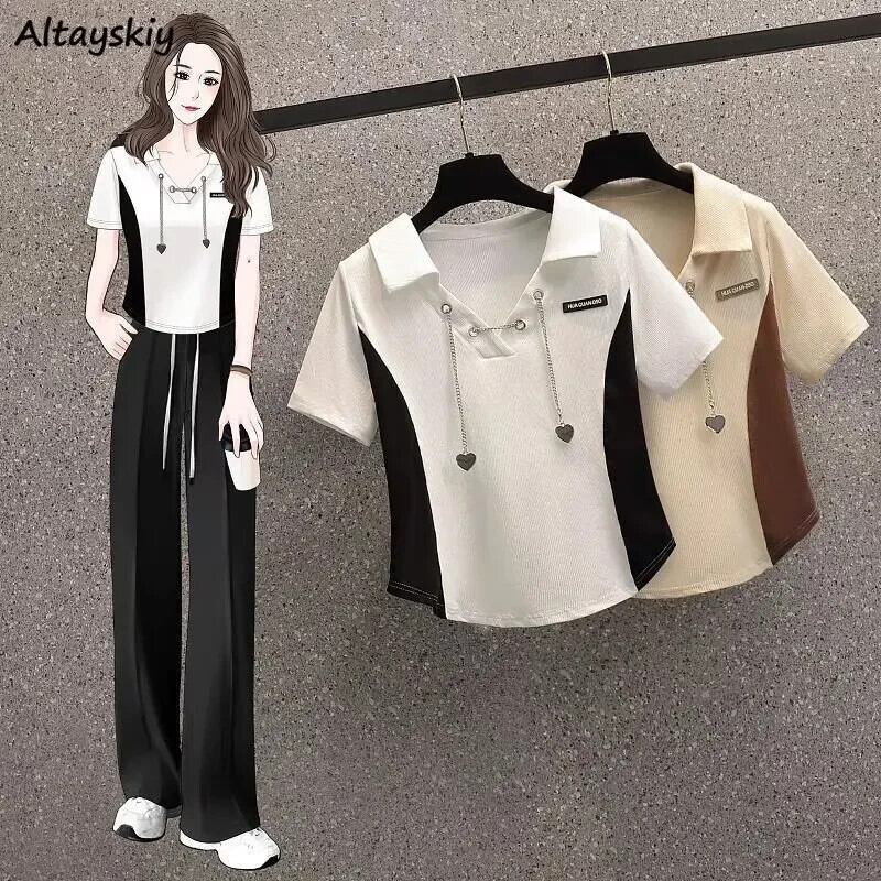 【新作】【送料無料】 S-4XL Tシャツ女性パッチワーククロップトップスアメリカンスタイル学生人気スリム夏クールチェーンデザインヴィンテージストリート OOTD 0357977906642