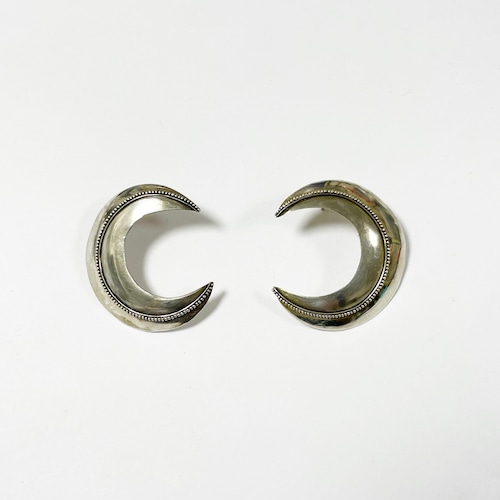 Vintage 925 Silver Crescent Moon Pirced Earrings