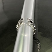 TWO HEADED SNAKE RING with BLACK DIAMOND EYES / スネークリング ブラックダイヤモンドアイ