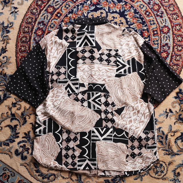 switching art graphic pattern h/s rayon shirt