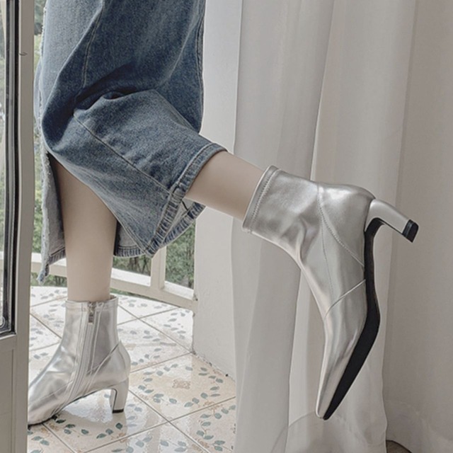 Pointed toe ankle-length short boots【2color】 C1147