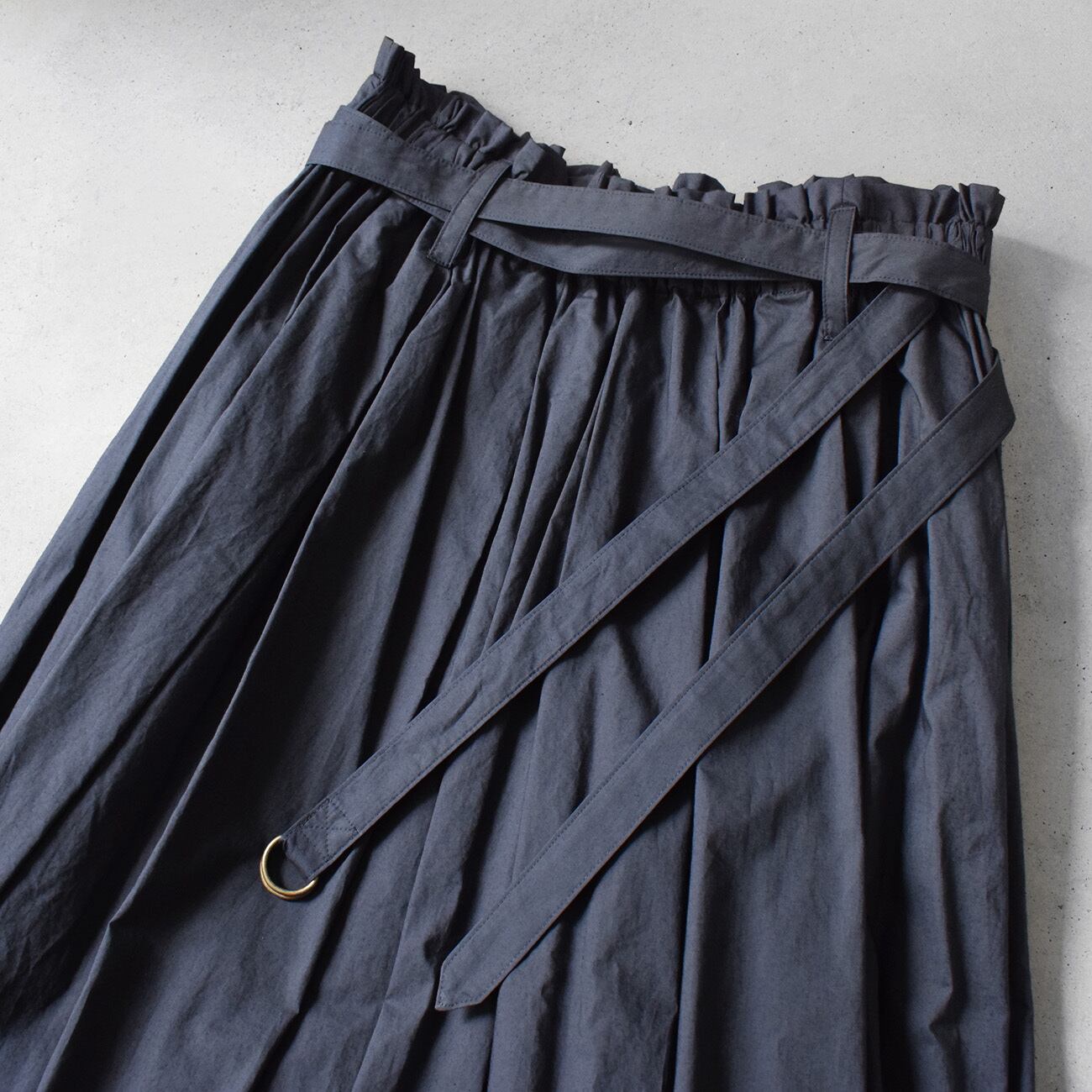 コットンボリュームギャザースカート：紺［SK19LSNV］ | skep-online shop