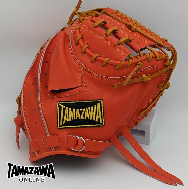 【硬式】玉澤 キャッチャーミット DELUXE TKC-NU2DX 右投げ G.F.バック（本体：Dオレンジ　紐：タン）｜タマザワ
