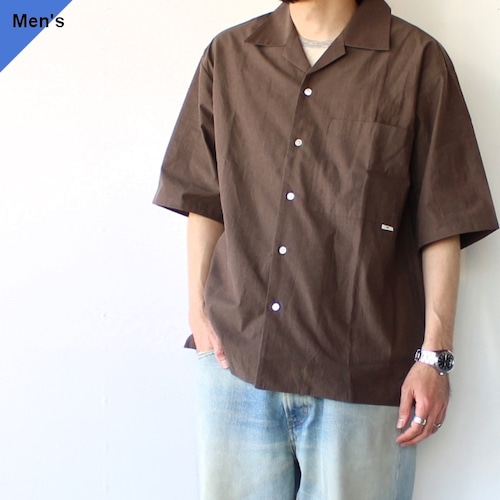 amne シャンブレーオープンカラーシャツ CHAMBRAY HS SHIRT O.C　（Brown）