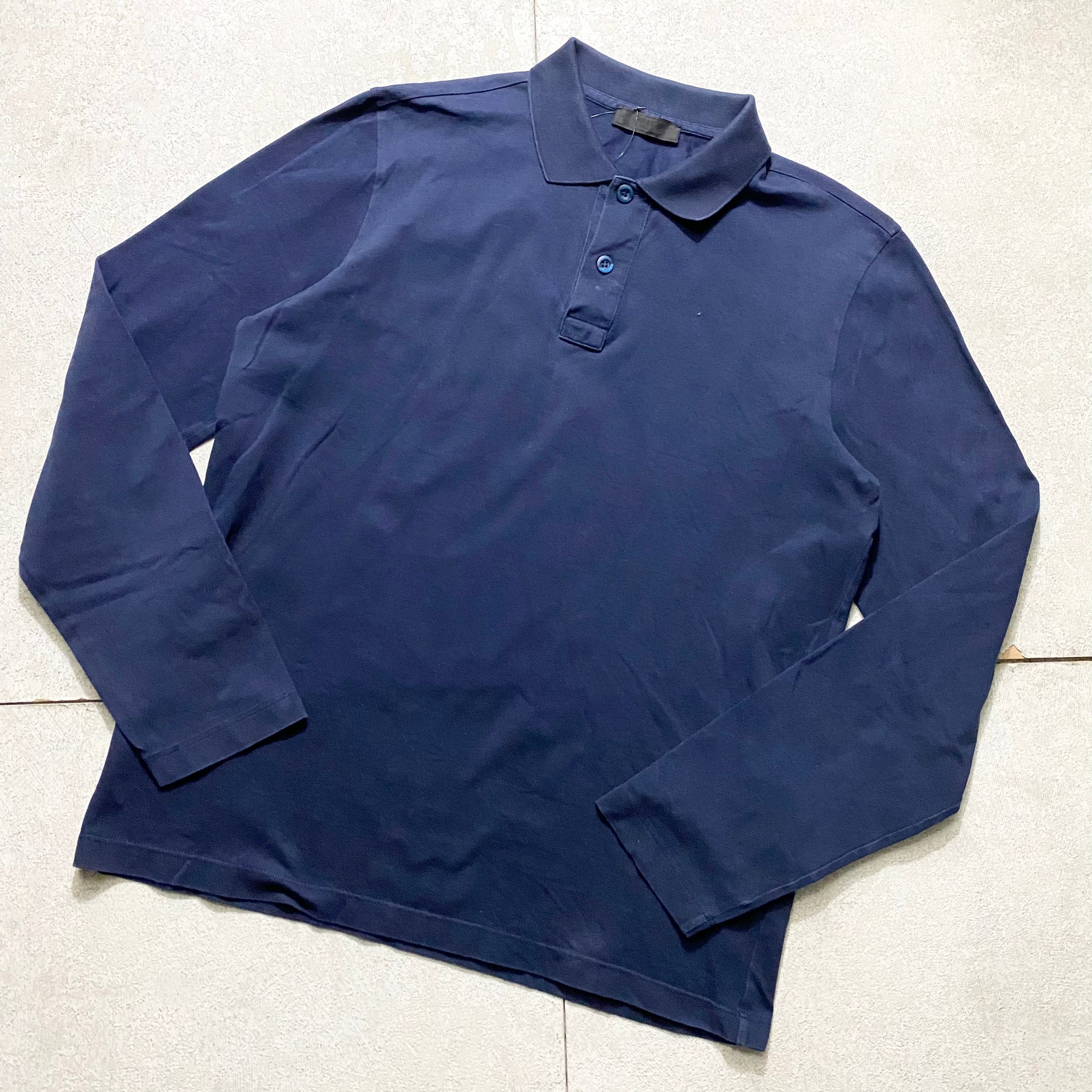 PRADA navy long sleeves polo shirt | NOIR ONLINE