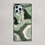 受注生産 iPhoneケース グレーグリーンの渦巻きマーブル｜マーブルアート PABS082B