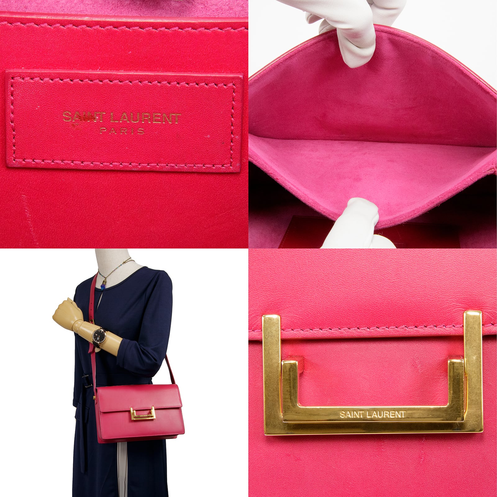サンローラン YSL ルル レザー ショルダーバッグ ピンク 本物・送料無料・良品】サンローラン・ショルダーバッグ
