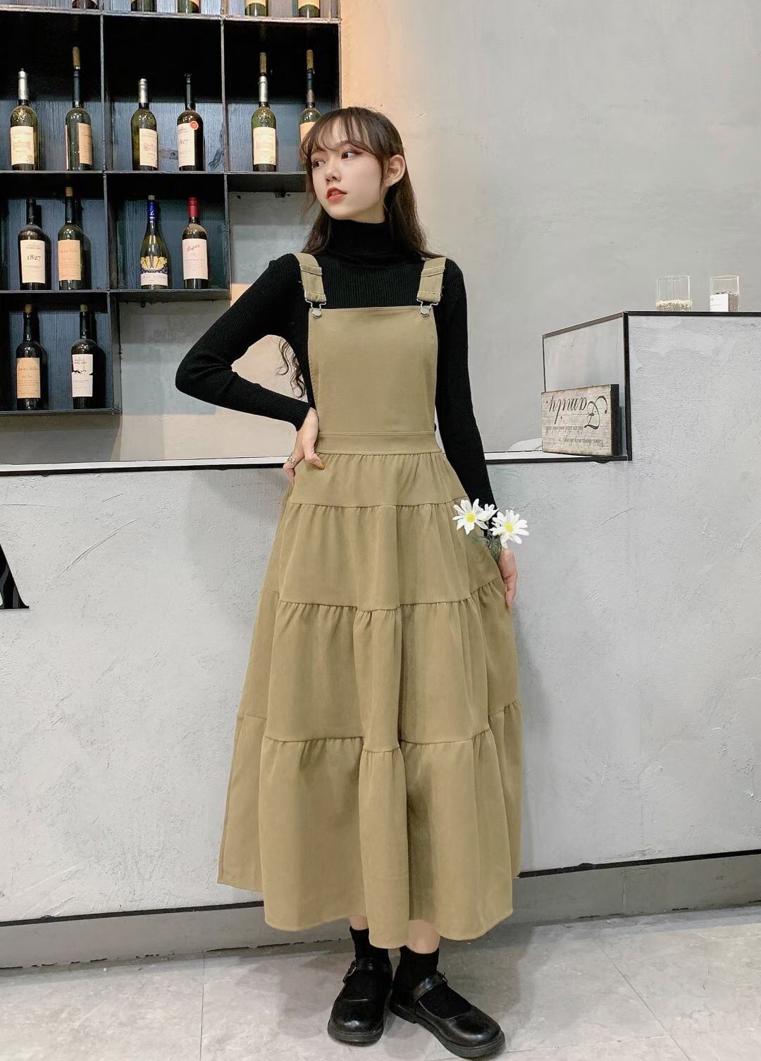 ティアードスカートサロペット