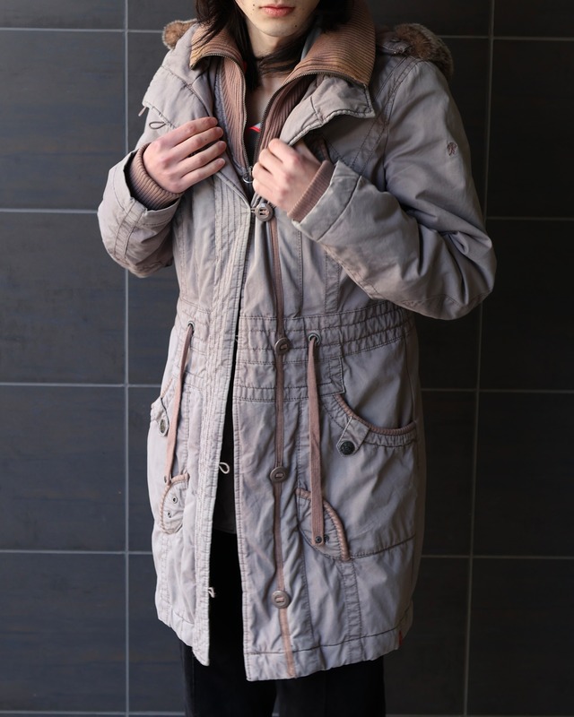 layered far hood coat