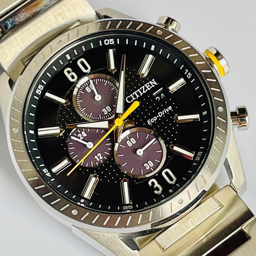 メンズ 腕時計 ソーラー 防水 定価4万 シチズン エコドライブ クロノ