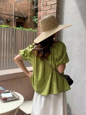 リネンブレンド カラースモック　AJ22085-9961