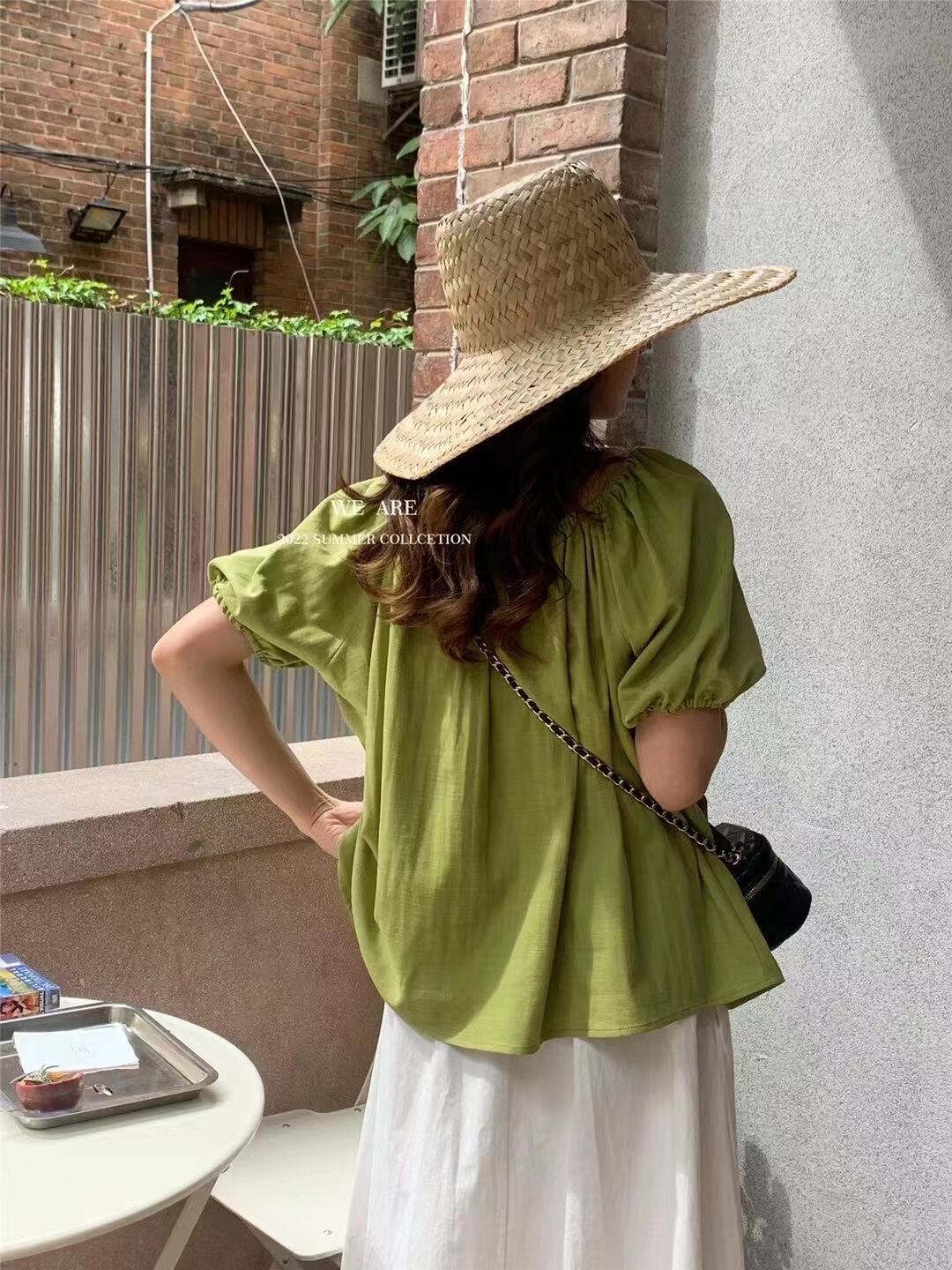 リネンブレンド カラースモック　AJ22085-9961