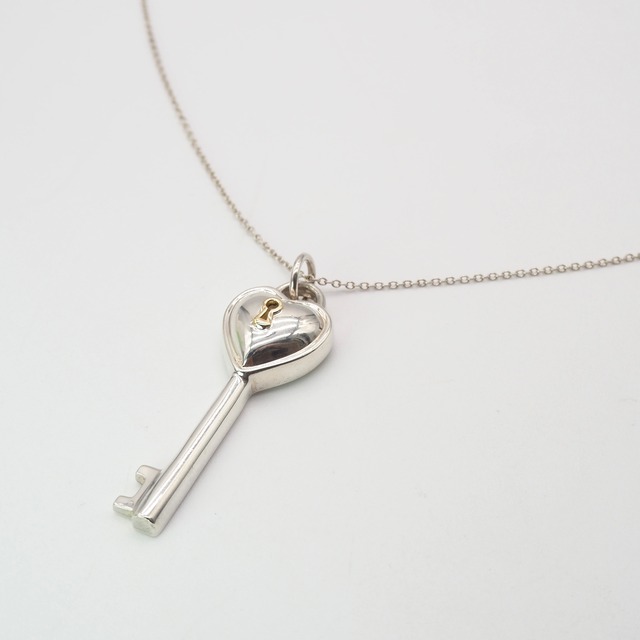 Tiffany&Co. ハートロック キー ネックレス シルバー925 K18 ティファニー