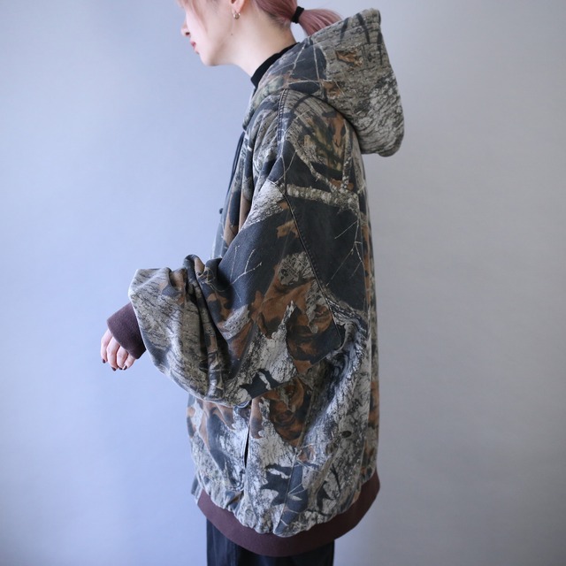 real tree camouflage over silhouette zip-up hoodie jacket