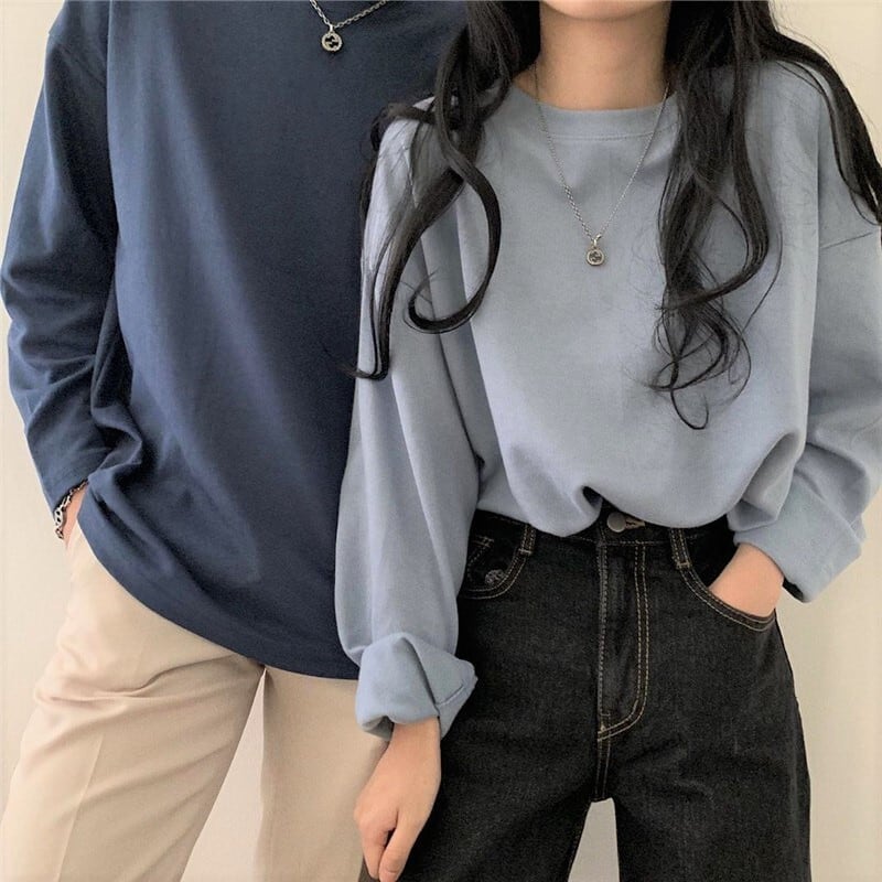 カップルで楽しめる 着回し抜群 ロング Tシャツ カットソー 無地 シンプル オーバーサイズ ダボかわ ナチュラル カジュアル お揃い Lamitte Deco トレンド 韓国ファッション ショップ Base店