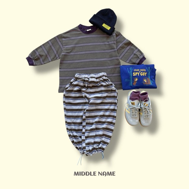 《送料無料》予約:テリーストライプパンツ【MIDDLENAME】